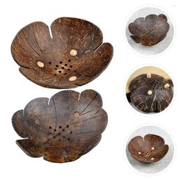 Bowls 2 Pcs Coconut Shell Storage Bowl Candy Holder Plate Pasta Soap Home Ornament Bamboo