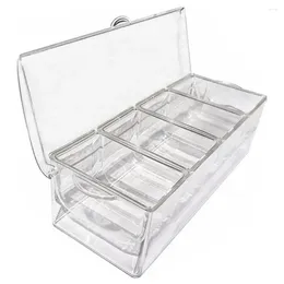 Storage Bottles Transparent Spice Box Outdoor Picnic Food Container With Ice Clip Spoon 4 Compartments For Freshness Keeping Of Fruits