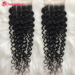 Deep Wave 13 by 4 Ear to Ear Lace Frontal Closure Only 4x4 5x5 Lace Closure Brazilian Remy Human Hair Pre Plucked with Baby Hair