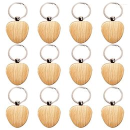 Keychains 12Pcs Blank Heart-Shaped Wooden Key Chain DIY Wood Tags Gifts