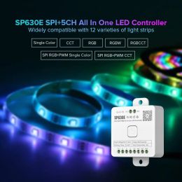 SP630E All In One LED Controller 5CH PWM SPI Pixels LED Light Strip WS2812B WS2811 SK6812 FCOB 5050 RGB RGBW CCT Music BT 5V-24V