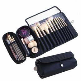 qiaqu Makeup Brush Bag Travel Organizer Cosmetic bag Multifuncti Make Up Brushes Protector Coffin Makeup Tools Rolling Pouch Q3yr#