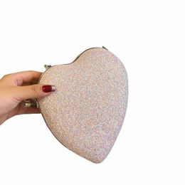 women Bag Fi Heart Design Menger Bags For Women Bling Cute Shoulder Purse Metal Lg Chain High Quality Ladys Pouches r16Z#