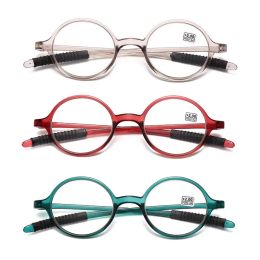 Vintage Retro Small Round Frame Reading Glasses for Presbyopic Women Men Black PC Resin Clear Lens Presbyopia Eyeglasses Degree