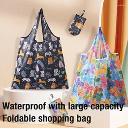 Storage Bags 1PC Foldable Shopping Bag Eco-Friendly Reusable Shoulder Handbag Portable Travel Grocery Pocket Tote Home Organisation