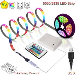 LED Strip Lights 3AA Battery 5V USB 5050SMD Flexible RGB Led Light For Room Vanity,Computer,Wine Cabinet,Wardrobe,Motorhome