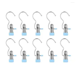 Spoons Heavy Duty Hanging Hooks Clips Boot Hangers For Closet Laundry Clip Clothes Hat Pants Towel Blue 10PC