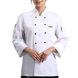 Chef Top Solid Colour Pocket Lightweight Chef Uniform Double-breasted Catering Buttons Unisex Cook Shirt Chef Clothes For Kitchen