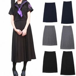 3 Solid Colours 60cm-80cm Girl's Japanese Summer High Waist Pleated Skirts Women's Lg Dr JK School Uniform Students Cloths J2zR#