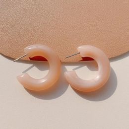 Hoop Earrings Vintage Acrylic 33mm C-Shape Charm Unisex Simple Style Oblate Wedding Engagement Party Gift Claw Setting Inlay
