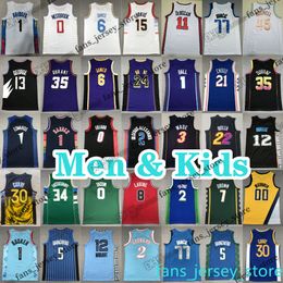 Men kids Basketball Jerseys 4 Rose 0 Jayson Tatum 35 Kevin Durant Adebayo George Ayton Brown Garland Herro Jokic Embiid Murray Curry Porter Jr. Bridges Cunningham