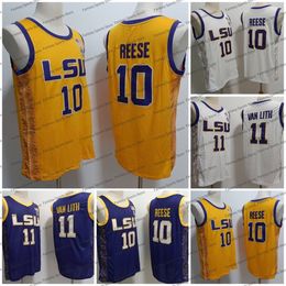 College LSU Tigers Basketball Jerseys 10 Angel Reese Hailey Van Lith 11 Purple White Mens Stitched Jersey