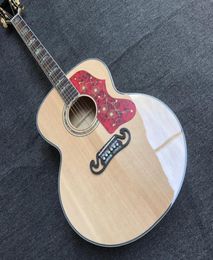 43 inches natural Jumbo 200 acoustic guitar solid spruce top flame maple real abalone inlays electric folk guitare acoustique rose2815833