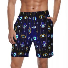 Men's Shorts Evil Eye Gym Summer Chains Print Running Beach Short Pants Men Breathable Stylish Custom Oversize Trunks