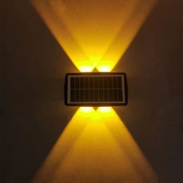 Solar LED Wall Lights Waterproof Outdoor Decor Garden Wall Lamp Up Down Luminous Landscape Lighting For Patio Fence Stairs Yard
