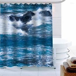 Shower Curtains ShunQian Seething Waves Curtain Polyester Fabric Bath Screens For Bathroom 3D Waterproof Hook