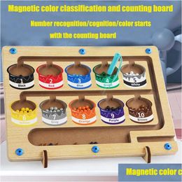 Intelligence Toys Children Montessori Toy Magnetic Pen Moving Ball Game Colour Sorting Counting Board Fine Motor Training Sensory Educa Dhgoi