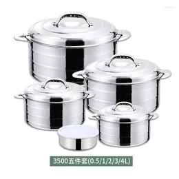 Cookware Sets Stainless Steel Heat Preservation Casserole 3-5 Piece Food Heating Double Wall Pot Set Kitchen