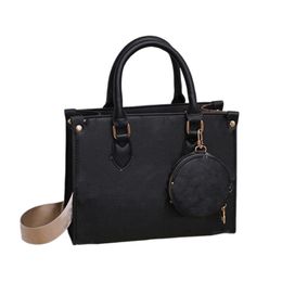 Designer Black White Leather Small Tote Bag