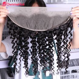 Deep Wave 4x4 13x4 Lace Frontal Only Brazilian Human Hair 5x5 Lace Closure Transparent Lace Frontal Pre Plucked Ownmehair