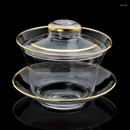 Teaware Sets Heat Resistant And Transparent Glass Cover Bowl Tea Ceremony Set Three Cups Of Cu