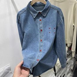 Women's Jackets Design Sense Letters Embroidery Casual Long-sleeved Denim Shirt Female 2024 Early Spring Foreign-style Loose Bottoming Tops