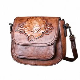 motaora Handmade Embossed Women Shoulder Bags For Female Luxury Genuine Leather Handbag Vintage Woman Saddle Crossbody Bag 2024 m9PP#