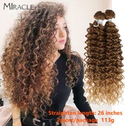 Weave Weave Weave Afro Kinky Curly Hair Wave Synthetic Hair Heat Resistant Curly Wave Hair Bundles Brown 2Pcs/Lot 26Inch Curly Hair