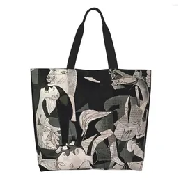 Shopping Bags Spain Pablo Picasso Guernica Grocery Tote Bag Women Cute Canvas Shopper Shoulder Big Capacity Handbag