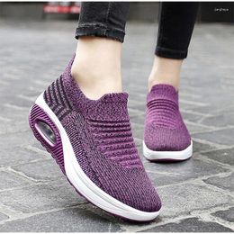 Casual Shoes Women's Running Sneakers Knitted Platform Vulcanised Comfortable Slip On Ladies Footwear Autumn Summer Nice Female