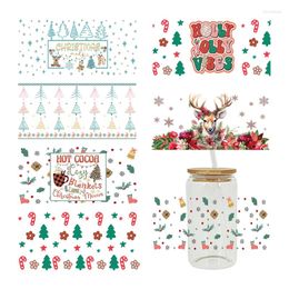 Window Stickers 3D UV DTF Transfers 16oz Cup Wraps Merry Christmas Printed For DIY Glass Ceramic Metal Leather Etc. D6329