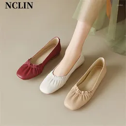 Casual Shoes Spring/Autumn Square Toe Low Heel Women Pumps Genuine Leather Loafers Flat For Comfortable And Soft Ladies