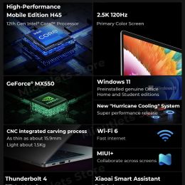 Xiaomi Redmibook Pro 14" Laptop Inter Core I7-12650H i5-12450H MX550 GPU 16GB 512GB SSD Portable Computer PC Digital Device
