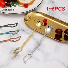 Coffee Scoops 1-5PCS Creative Spoon 304 Stainless Steel Tableware Dessert Korean Mixing Multiple Colours Easy To Clean