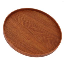 Tea Trays Wood Serving Tray Round Wooden Easy To Clean 11.8in Simple Elegant Sturdy Solidwood Compact Light For House