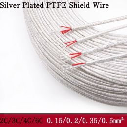 0.15~0.5mm High Purity Silver Plated OFC PTFE Shielded Wire 2 3 4 6 cores Hifi Audio DIY Amplifier Speaker Headphone Line Cable