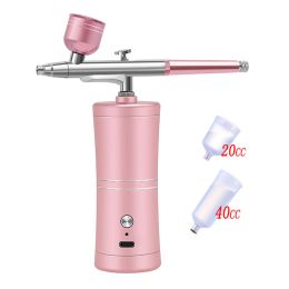 Oxygen Injector Electric Paint Spray Gun Airbrush With Compressor Kit For Nail Art Tattoo Craft Cake Nano Fog Mist Sprayer