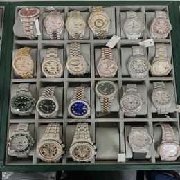 Wristwatches D31 Luxury mens watch 4130 movement watch for men 3255 montre de luxe Mosang stone iced VVS1 GIA watch Diamond watchs304r