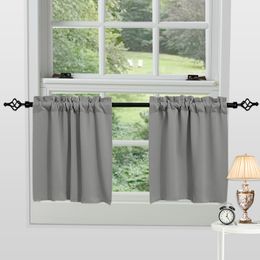 Kitchen Blackout Window Curtains Thermal Insulated Short Curtain Living Room Bedroom Rod Pocket Waffle Weave Tier Small Panels