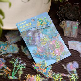 Gift Wrap 20 Pcs Chinese Style Sticker PET Bronzing Laser Package Creative DIY Diary Decoration Materials