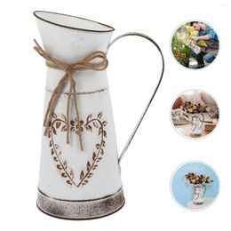 Vases Vintage Flower Bucket Kettle Metal Pot Outdoor Christmas Decorations Bouquets Vase