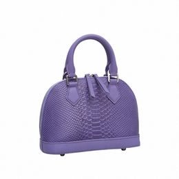 luxurious Green Purple Serpentine Snake Pattern Cowide Leather Shell Tote High-end Women's Handbag Elegant Shoulder Bag v2Qr#