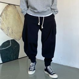 American Casual Waffle Check Tracksuit Pants Harajuku Black Sweatpants Men Clothing Streetwear Hip Hop Sport Baggy Joggers