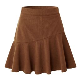 New In 2023 Women's Fall Winter Corduroy Skirt Office Lady High Waist Black Brown Zipper Sexy Short Pleated Skirts