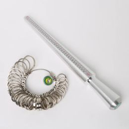 Equipments Hot Sale 1Set (HK Finger Ring Size Measure Gauge+ Metal Mandrel Stick Finger Gauge) Jewelry Tools & Equipments