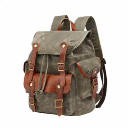 canvas Cowhide Leather Men Backpack Large Capacity School Bags For Teenager Outdoor Climbing Bagpack Big Laptop Rucksack JYY269 z1CT#