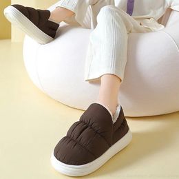 Slippers Minimalist Plush Shoes 2024 Winter Indoor And Outdoor Home Insulation Fluffy Non Slip Leather Cotton Sports Luxe