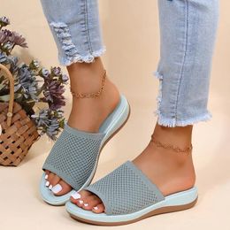 Casual Shoes Women Sandals Soft Flat Summer Stretch Fabric Footwear Elegant Slippers Zapatos Mujer