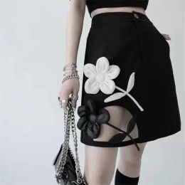 Cut Out Patchwork Floral Mini Skirt For Women High Waist Colorblock Short Skirts Female Summer Clothing New Faldas Mujer Moda