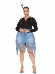 denim Skirt Women Summer Short Sexy Skirt with Tassel Tight Plus Size Jeans Skirt Ladies Large Wholesale Dropship 70l1#